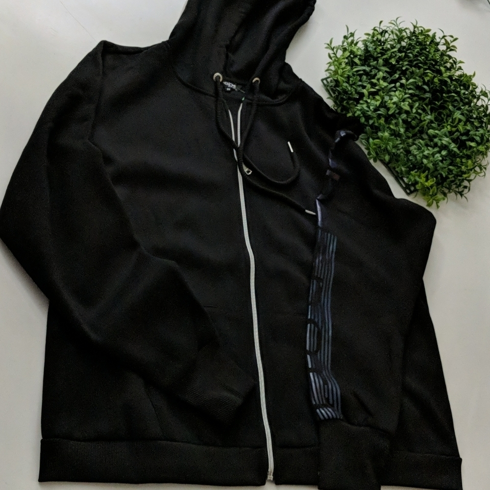 Bebe Women's Size 2x Reflector Black Hoodie Jacket Size